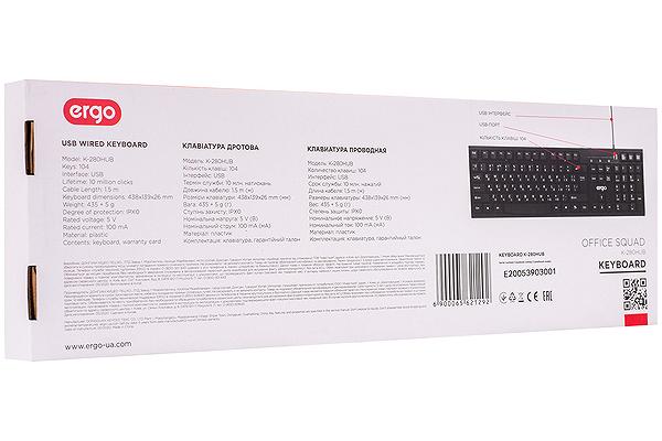 Клавиатура Ergo K-280 HUB, фото №2