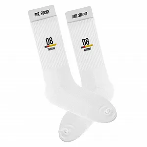Теннисные носки True Statements Mr. Socks с персонализацией ">– Спортивные носки с немецким флагом, номером и именем ">– Носки для фанатов ЧЕ и ЧМ для мужчин, женщин и детей ">– Подарок для футбола и тенниса ">– Экологичные и удобные - Фото 1