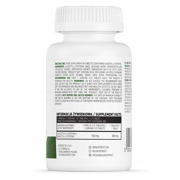 Ацетилцистеин Ostrovit NAC 300 mg 150tabl, фото №2