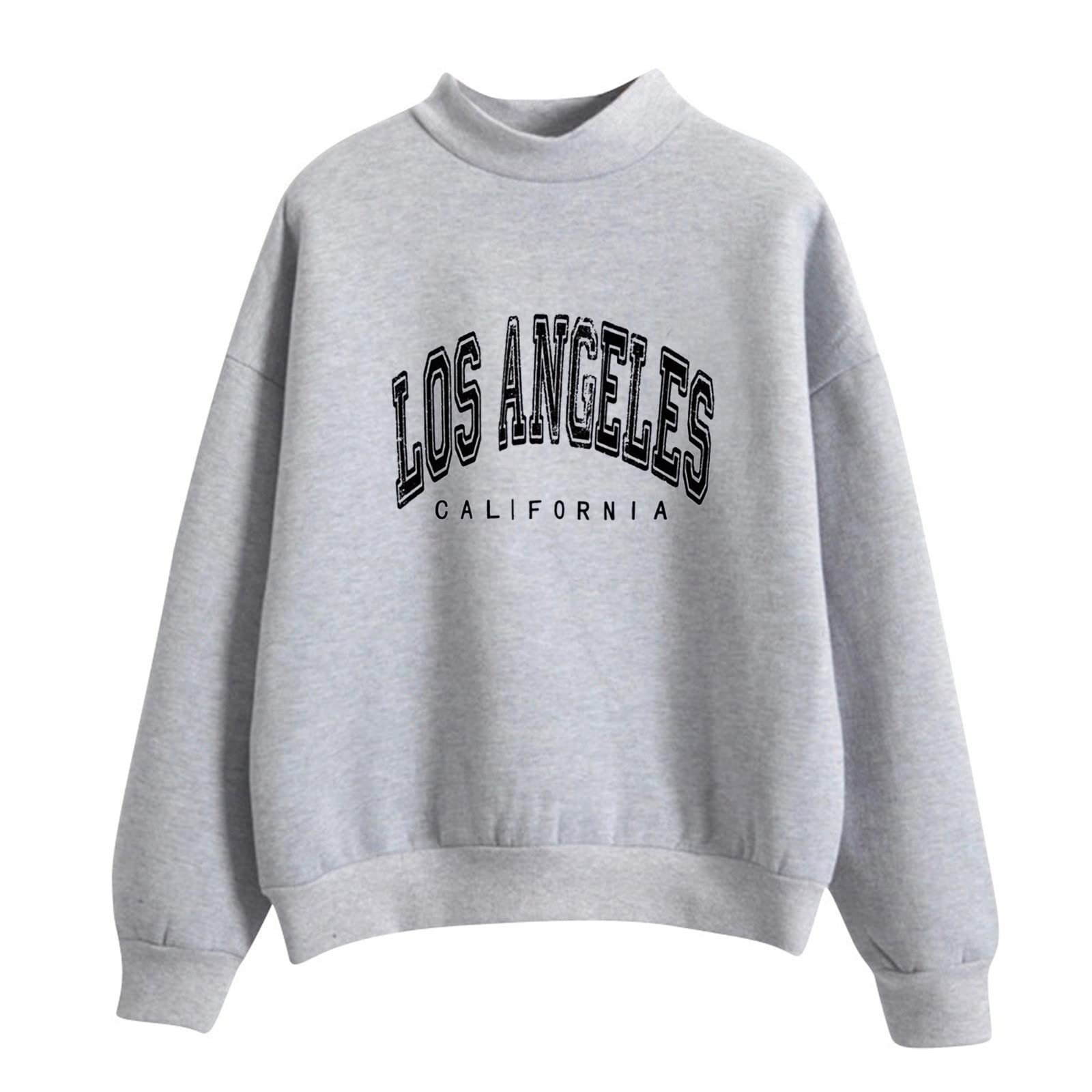 Женский свитшот с принтом Los Angeles, Калифорния, круглый вырез, топ в стиле колледжа, длинный рукав, Backwoods, графическое худи, воротник-стойка, однотонный, с буквенным принтом, свободный крой, фото №1