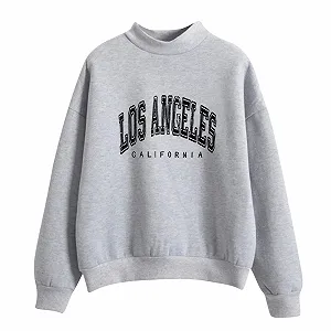 Женский свитшот с принтом Los Angeles, Калифорния, круглый вырез, топ в стиле колледжа, длинный рукав, Backwoods, графическое худи, воротник-стойка, однотонный, с буквенным принтом, свободный крой - Фото 1