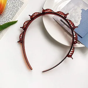 Обруч для волос с двойной челкой и 8 маленькими зажимами synthetic.ua - Фото 1