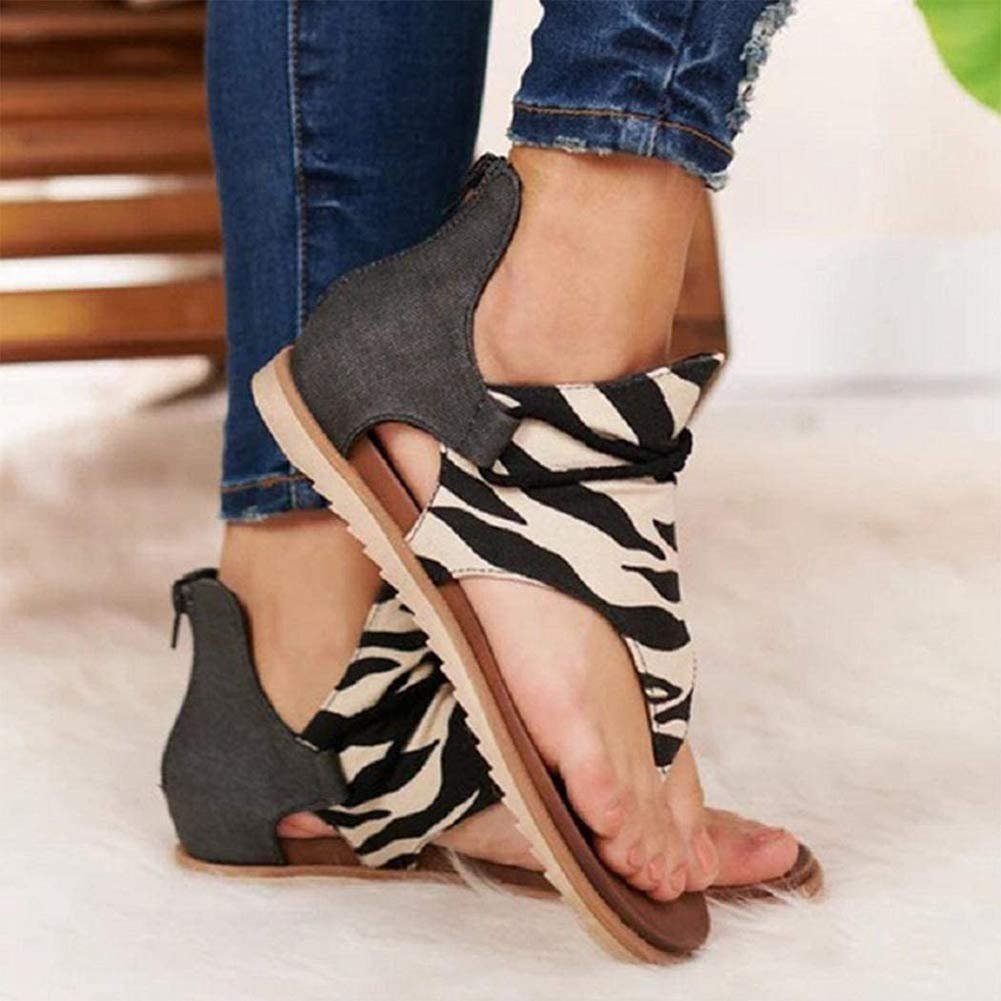 Женские Сандали Летние Леопардовый Принт Плоская подошва, фото №4