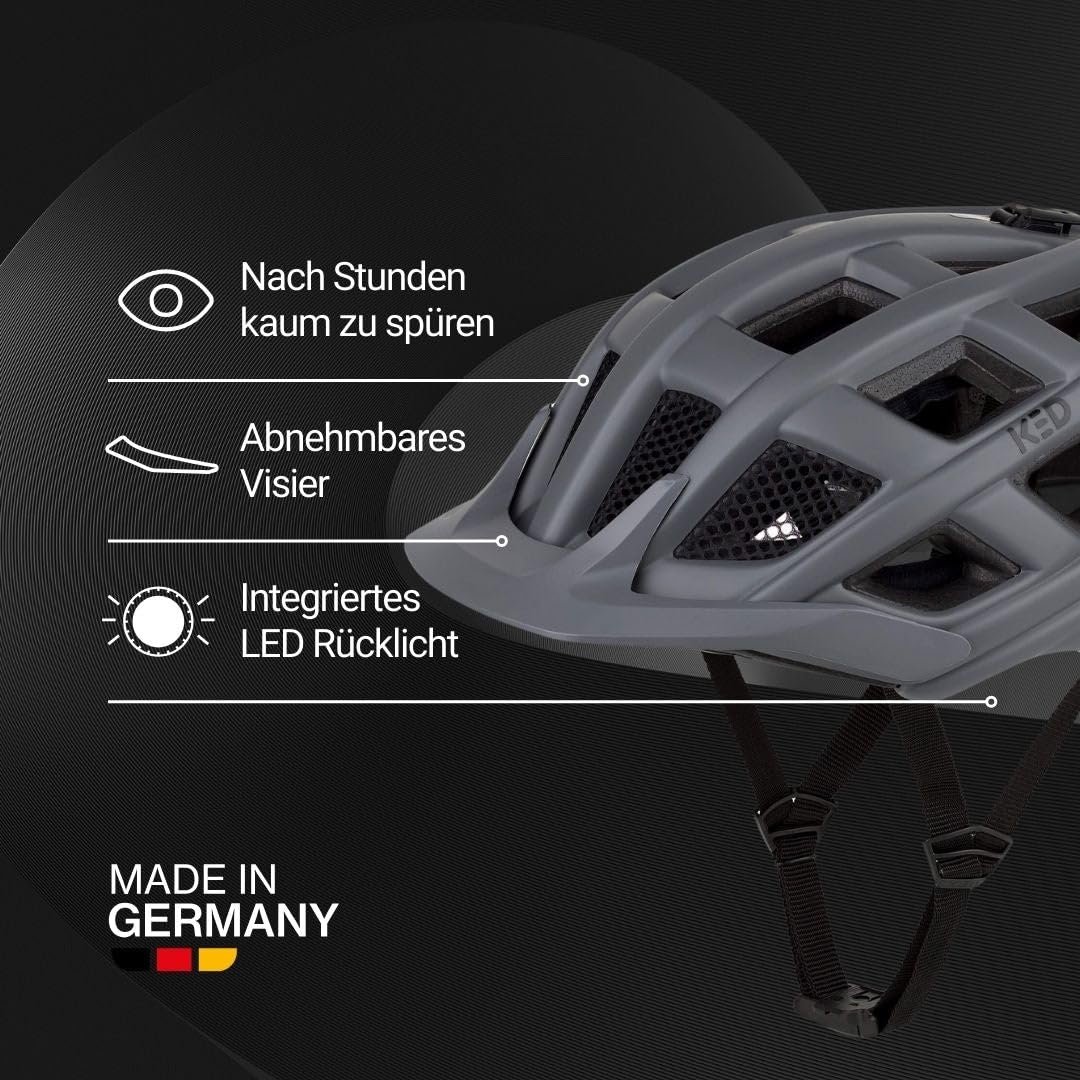 Шлем велосипедный Offroad KED Crom K-Fit Black Clear Fidlock Защитная сетка от насекомых Регулировка длины ремешка Quickstop Застежка ремня FIDLOCK Интегрированный задний светодиодный фонарь MaxShell Technology, фото №2