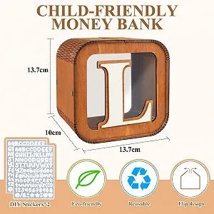 Скарбничка дитяча персоналізована Алфавіт A-Z дерев'яна креативна велика (L) synthetic.ua - Фото 1