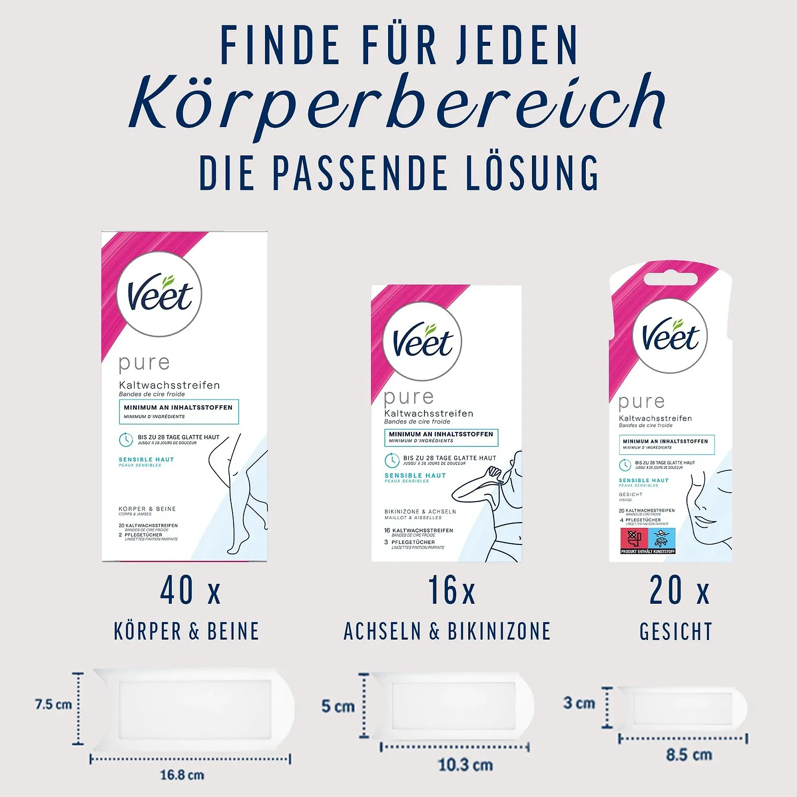 Воскові смужки для обличчя Veet Easy-Gelwax для чутливої шкіри 10 подвійних смужок, фото №8
