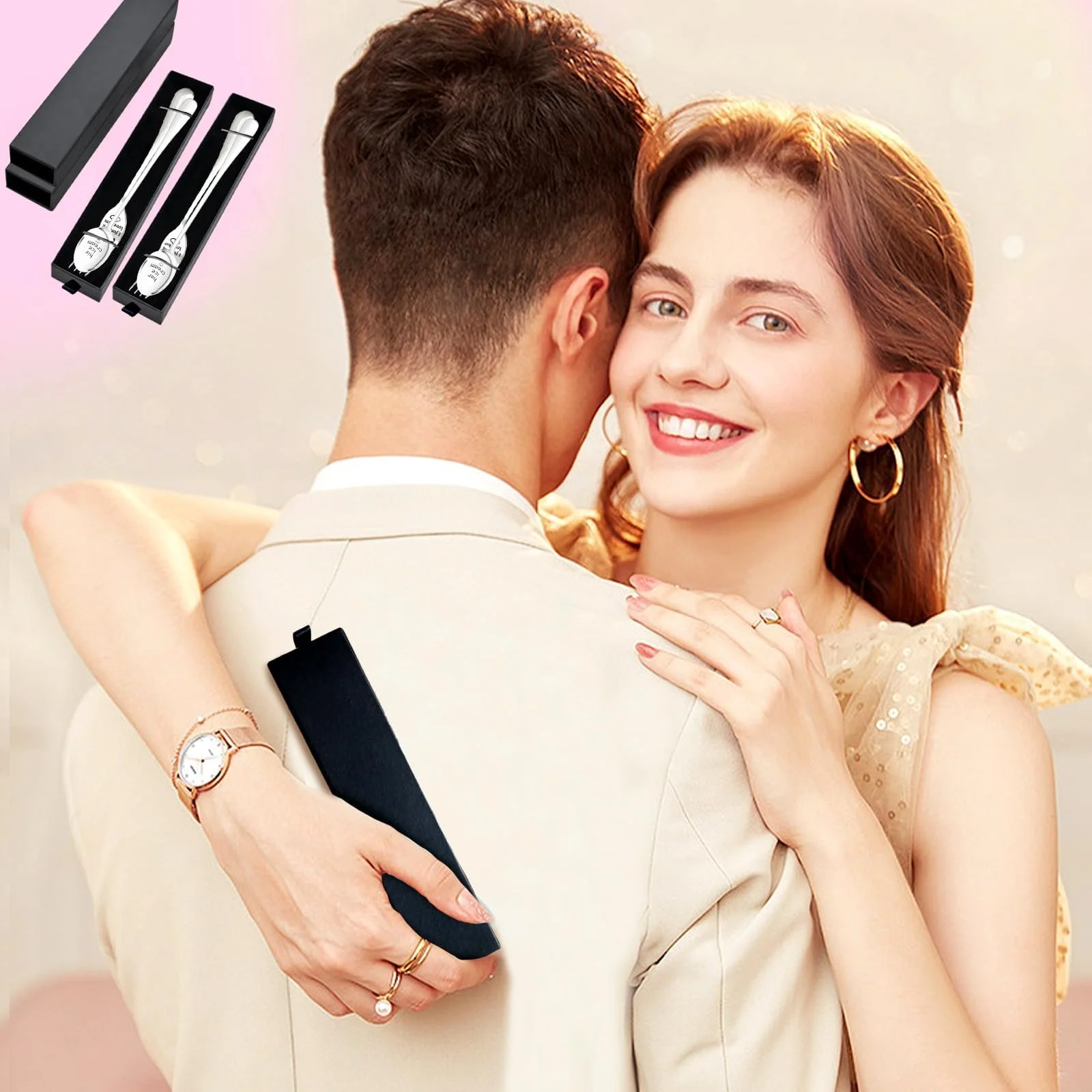 Набор из 6 кофейных ложек ко Дню святого Валентина и гравированной вилки, фото №7