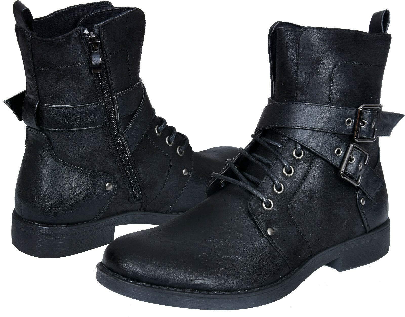 Черевики ELONG Punk Rock Goth Elmo Короткі мотоциклетні байкерські шкіряні з пряжкою, фото №2