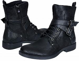 Ботинки ELONG Punk Rock Goth Elmo Короткие мотоциклетные байкерские кожаные с пряжкой synthetic.ua - Фото 1