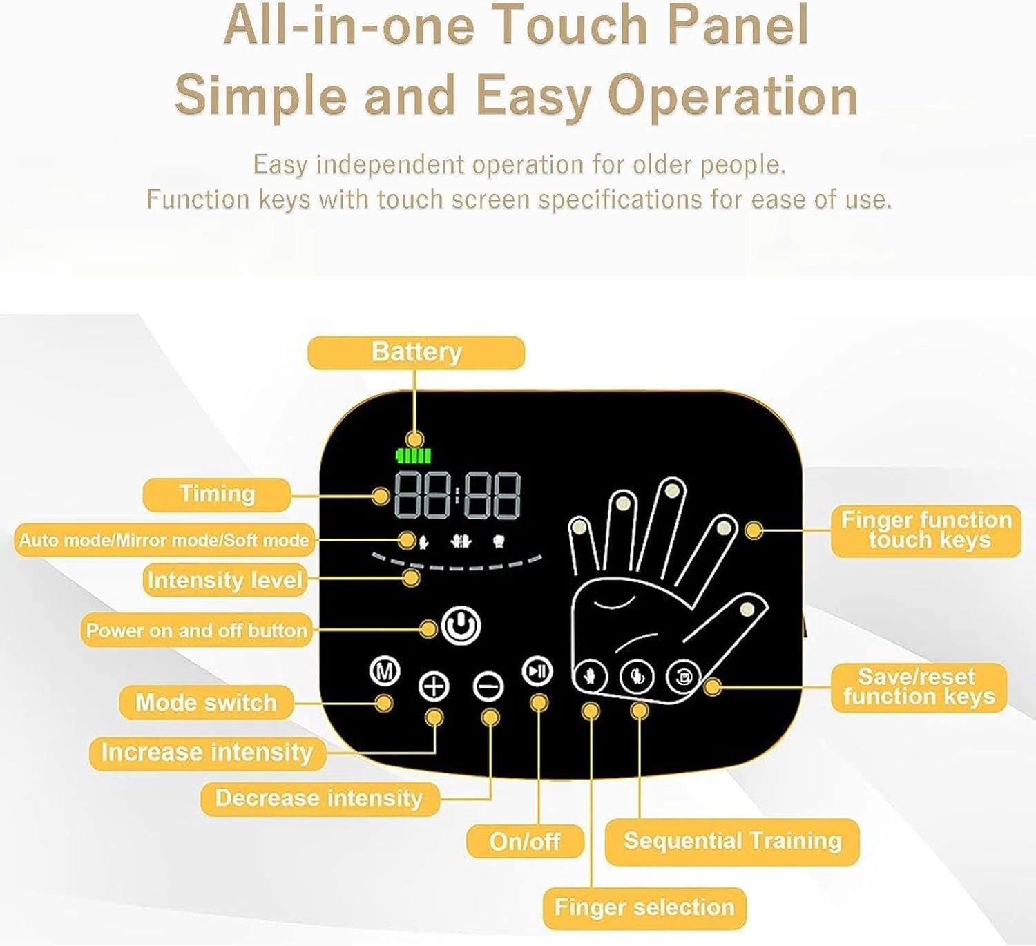 Реабілітаційна тренувальна робот-рукавичка EMFOCU розмір L  на ліву руку Чорна/Помаранчева, фото №2 Реабілітаційна тренувальна робот-рукавичка EMFOCU розмір L  на ліву руку Чорна/Помаранчева, фото №2