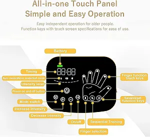 Реабілітаційна тренувальна робот-рукавичка EMFOCU розмір L  на ліву руку Чорна/Помаранчева synthetic.ua - Фото 1