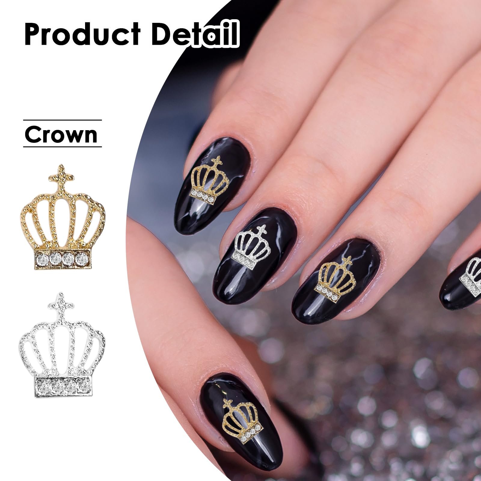 3D Металеві Долар, Корона, Діамант, Золоті та Срібні Бантики, фото №4