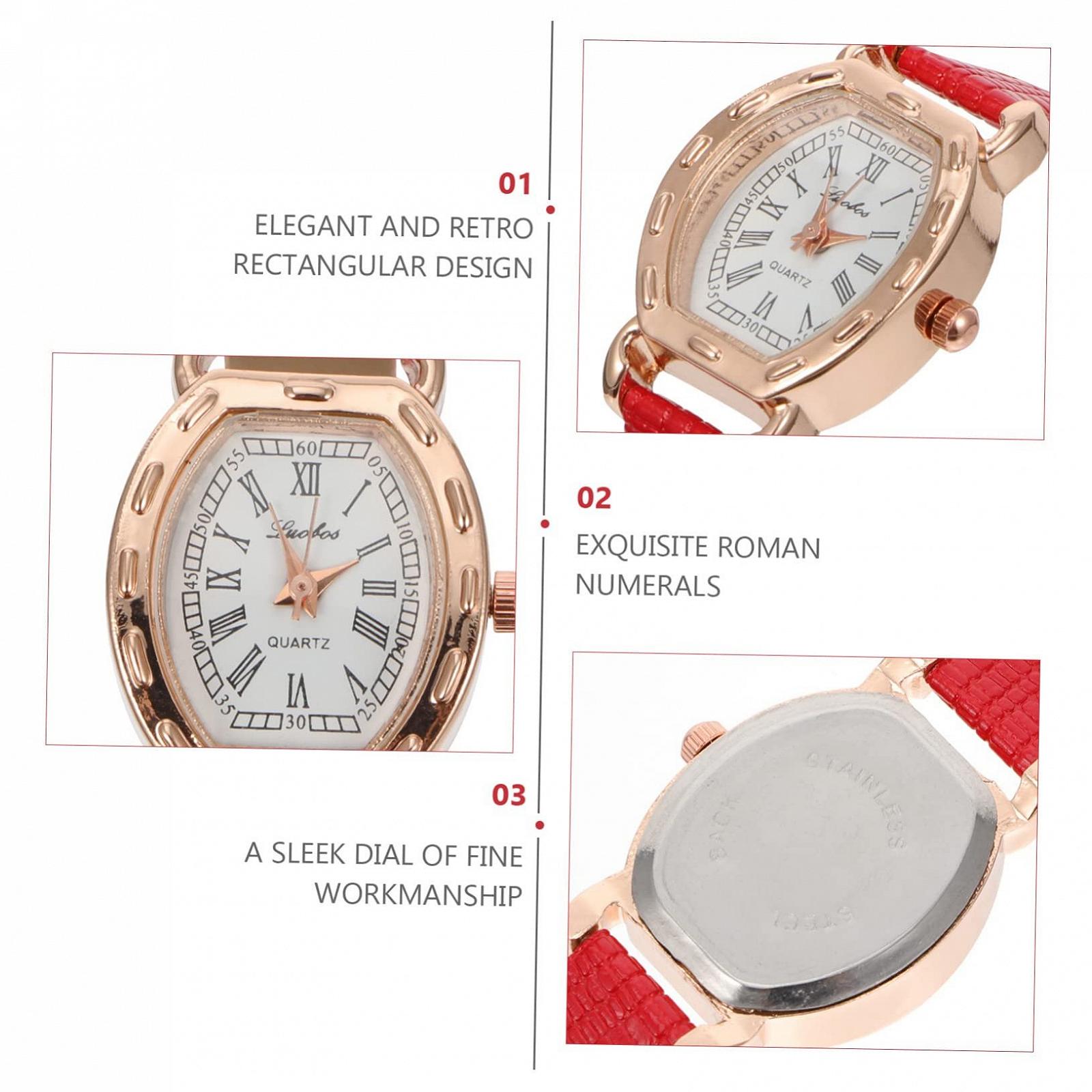 Часы прямоугольные винтажные OATIPHO Ретро браслет для девушек, женщин, кварцевые, античные, с римскими цифрами, белая кожа, фото №4 Часы прямоугольные винтажные OATIPHO Ретро браслет для девушек, женщин, кварцевые, античные, с римскими цифрами, белая кожа, фото №4