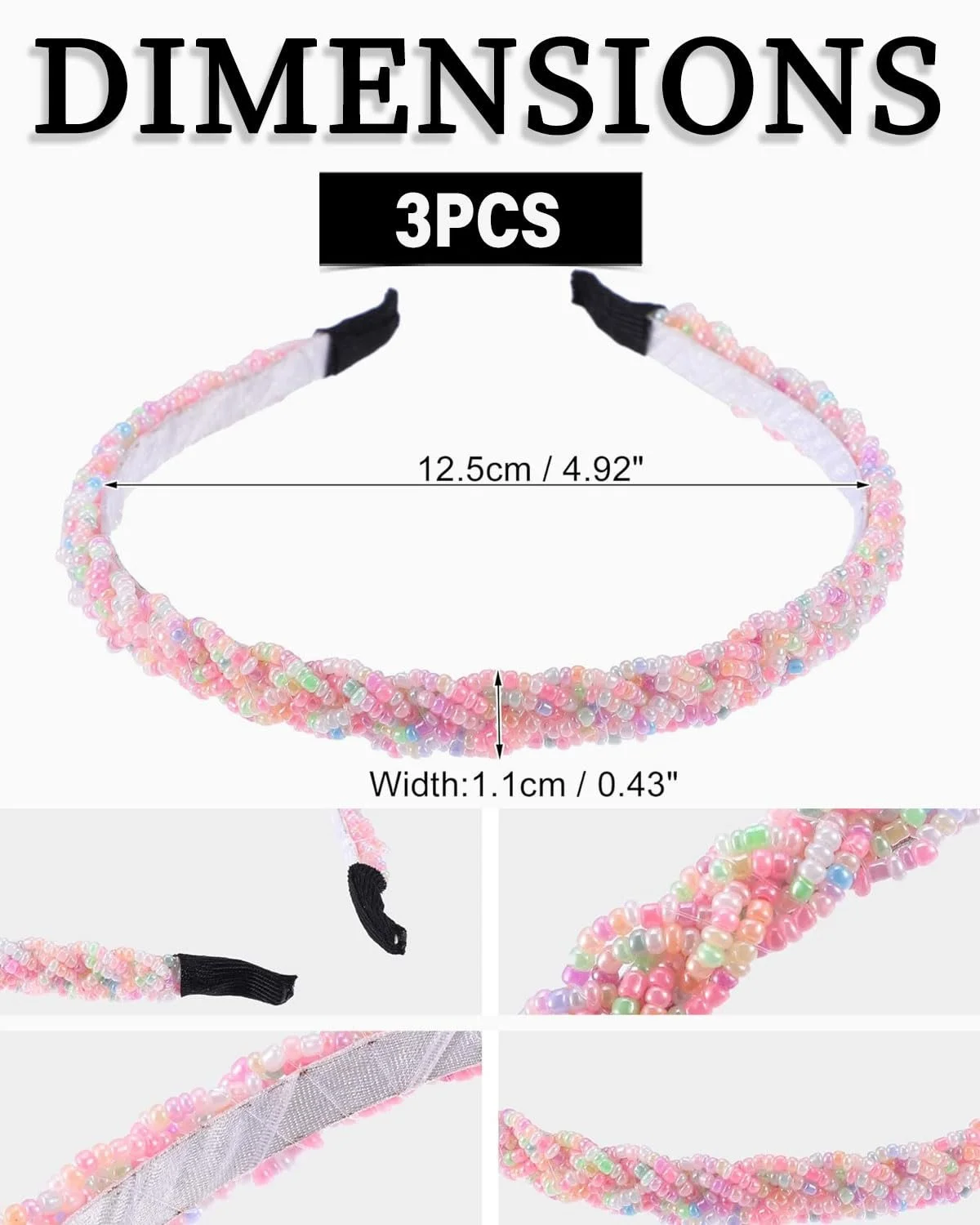 Обруч на голову В'язана з перлами 3 шт, фото №2 Обруч на голову В'язана з перлами 3 шт, фото №2