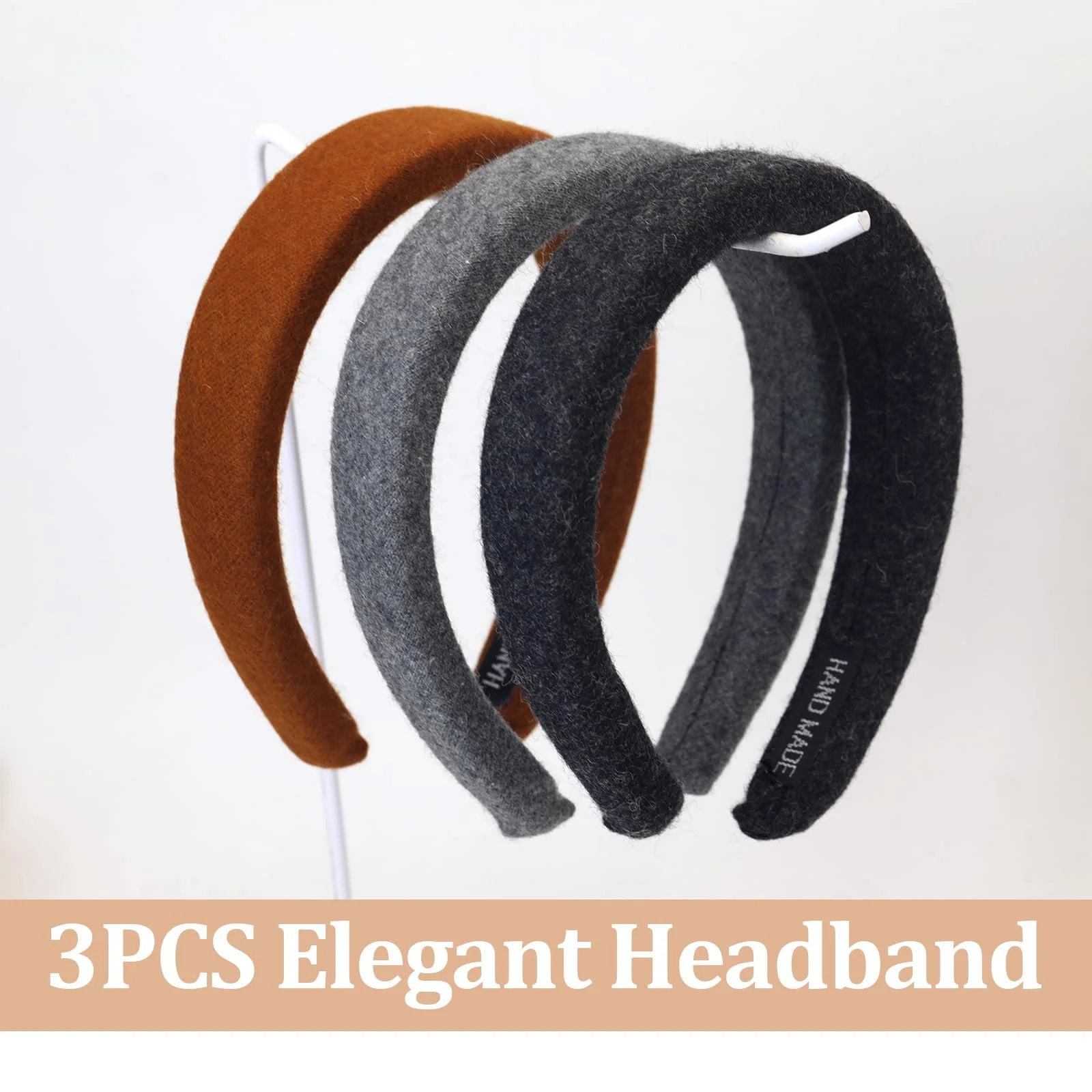 Набір із 3 модних жіночих обручів з вовняного фетру, фото №3 Набір із 3 модних жіночих обручів з вовняного фетру, фото №3