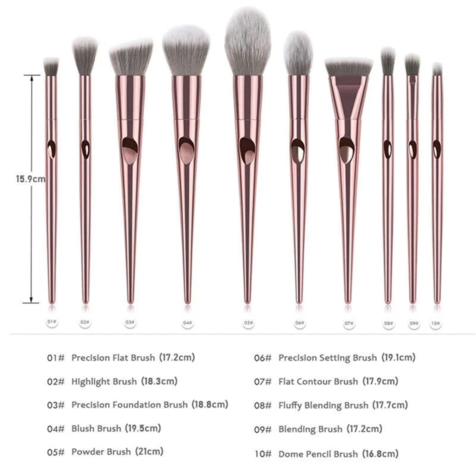 Набір JTRHD Makeup Brushes 9 штук для макіяжу натуральний тон високої чіткості професійний для дівчат жінок Рожеве золото, фото №5