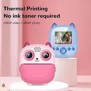 Фотокамера мгновенной печати 48MP 1080P Thermal Printing 6X Digital Zoom 2.4 Inch Screen Pink synthetic.ua - Фото 1
