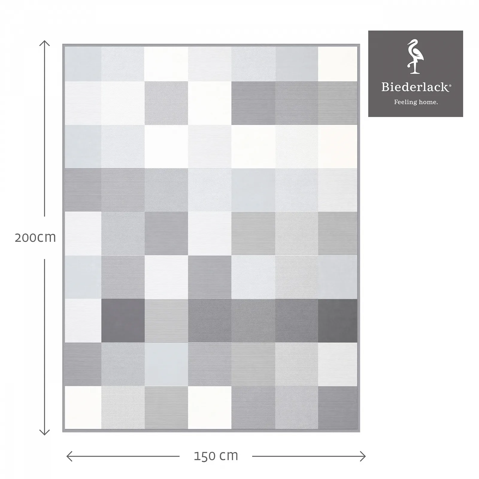 Покривало Biederlack Fluffy Бавовняна В клітинку Сіра 150 x 200 см, фото №2