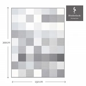 Одеяло Biederlack Fluffy Хлопковое В клетку Серое 150 x 200 см synthetic.ua - Фото 1