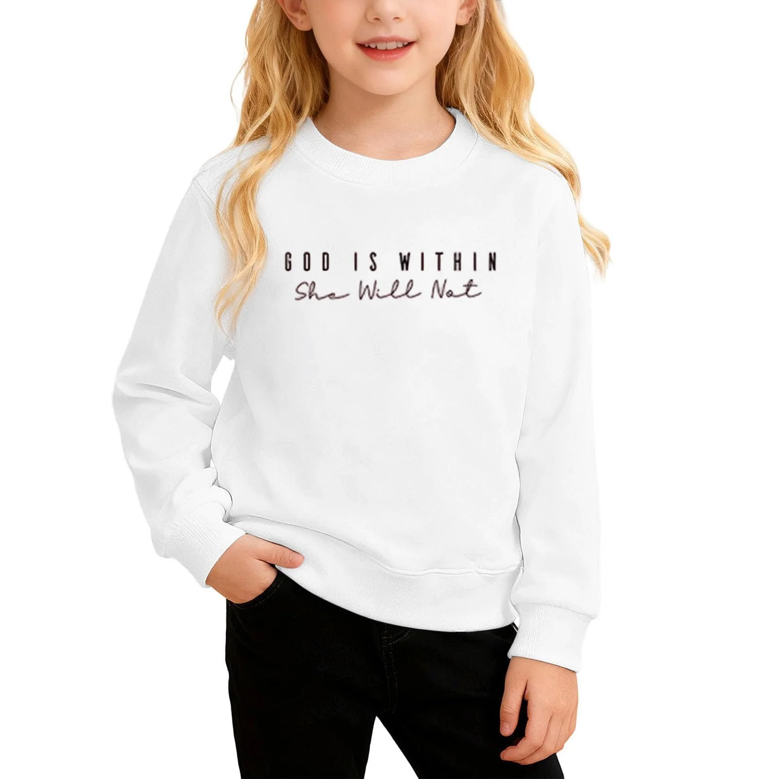 Толстовка для девочек God Is In Her She Won't - Толстовка с библейским стихом, фото №4