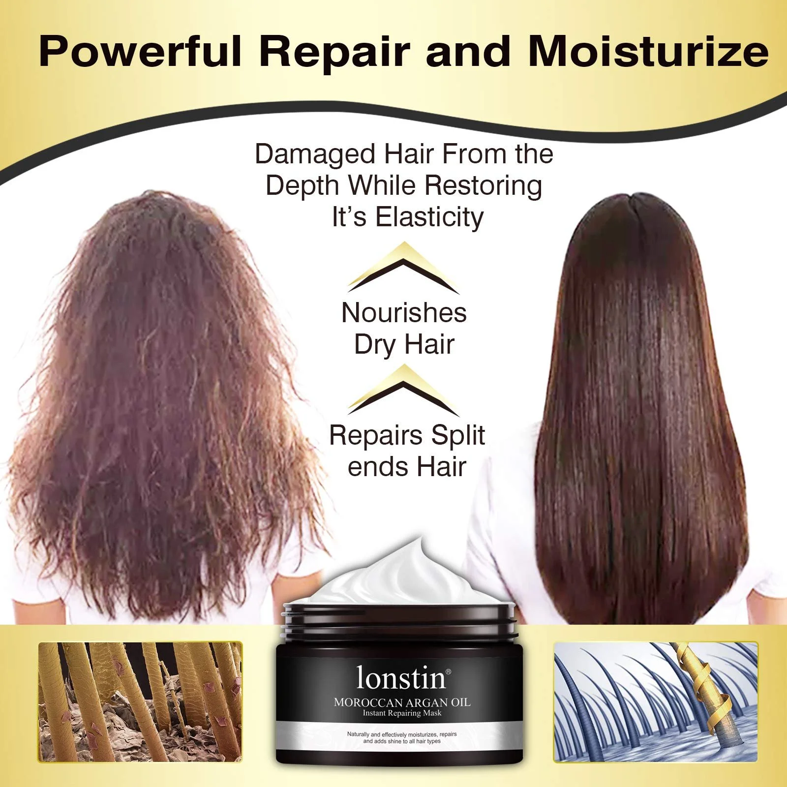 Маска для волос Lonstin Argan Oil для сухого та пошкодженого волосся 300 мл, фото №3