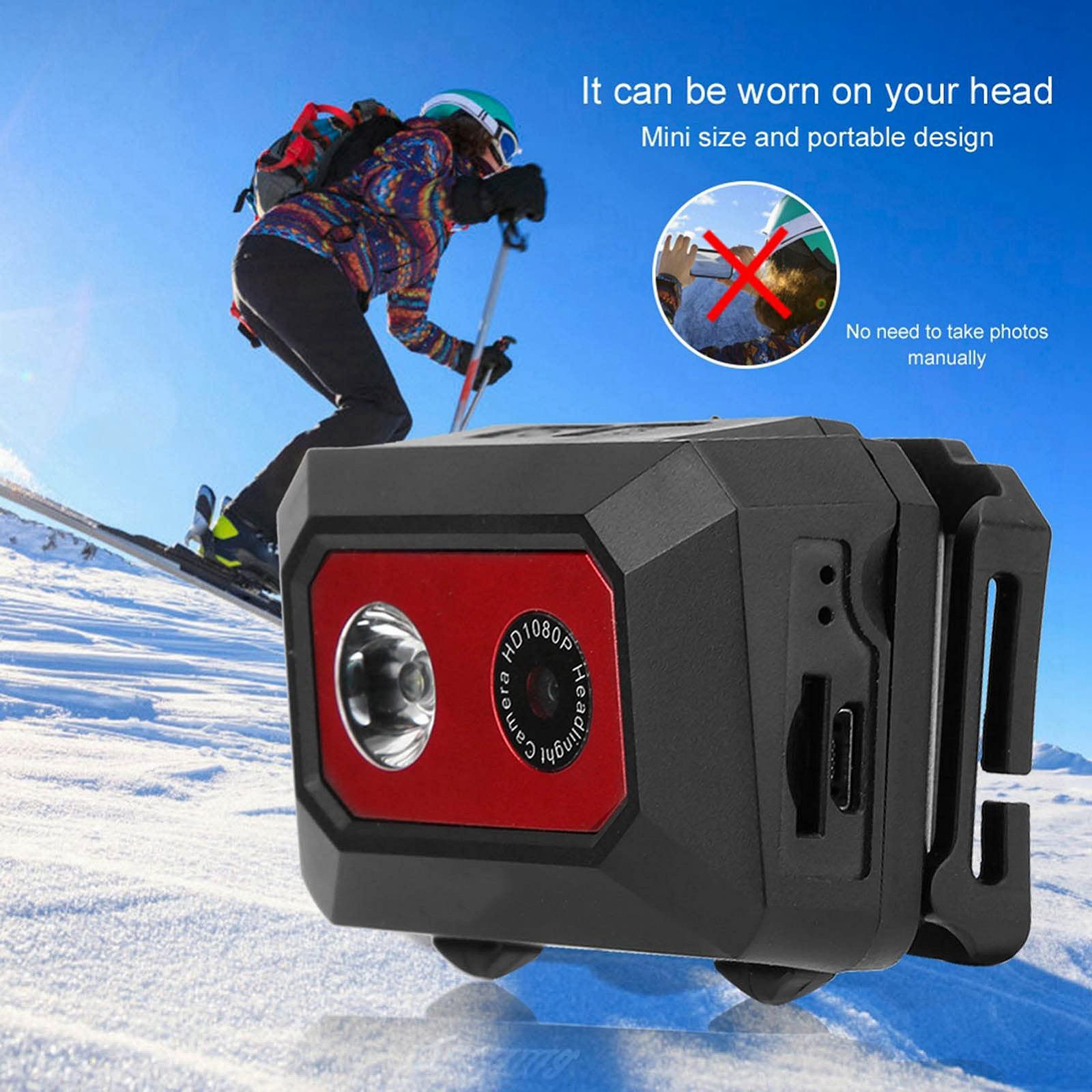 Камера Cocoarm Head Mounted 1080P HD Sports с передней фарой для активных видов спорта поддержка карты памяти 32G TF Черный Красный, фото №3