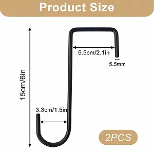 Гачки для підвішування S-подібні 2 шт. Металеві для огорожі, патіо та балкона Чорні synthetic.ua - Фото 1