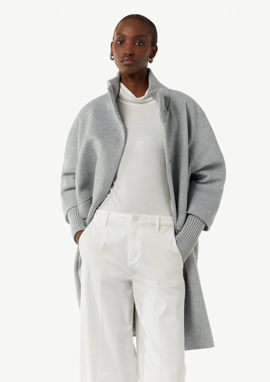 Пальто comma Вовна з ребристим коміром і рукавами, фото №3