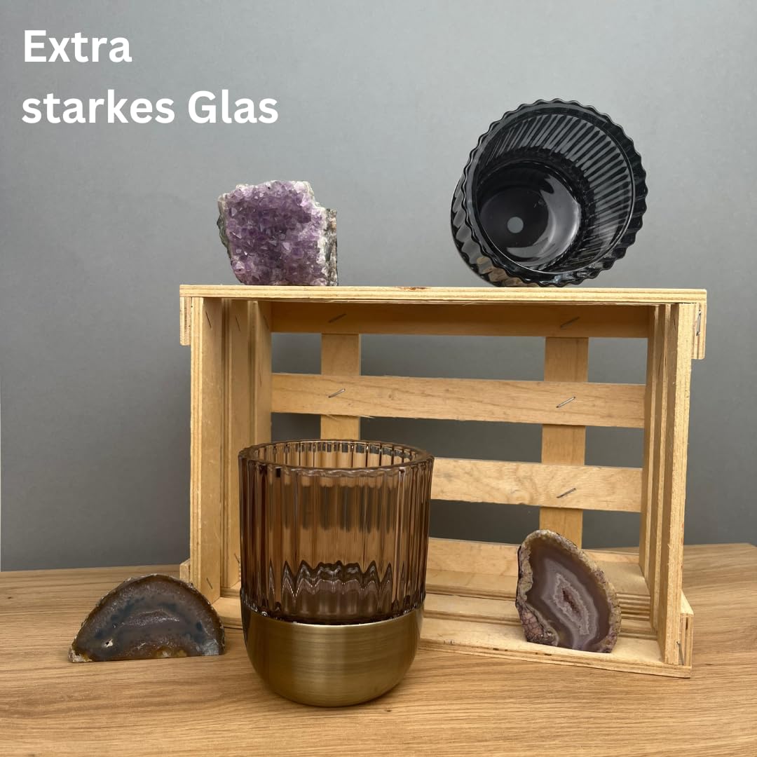 Набір 2 Ліхтар Металевий Бронзовий - Ретро Тримач для Свічок Великий Декоративний Скляний, фото №4