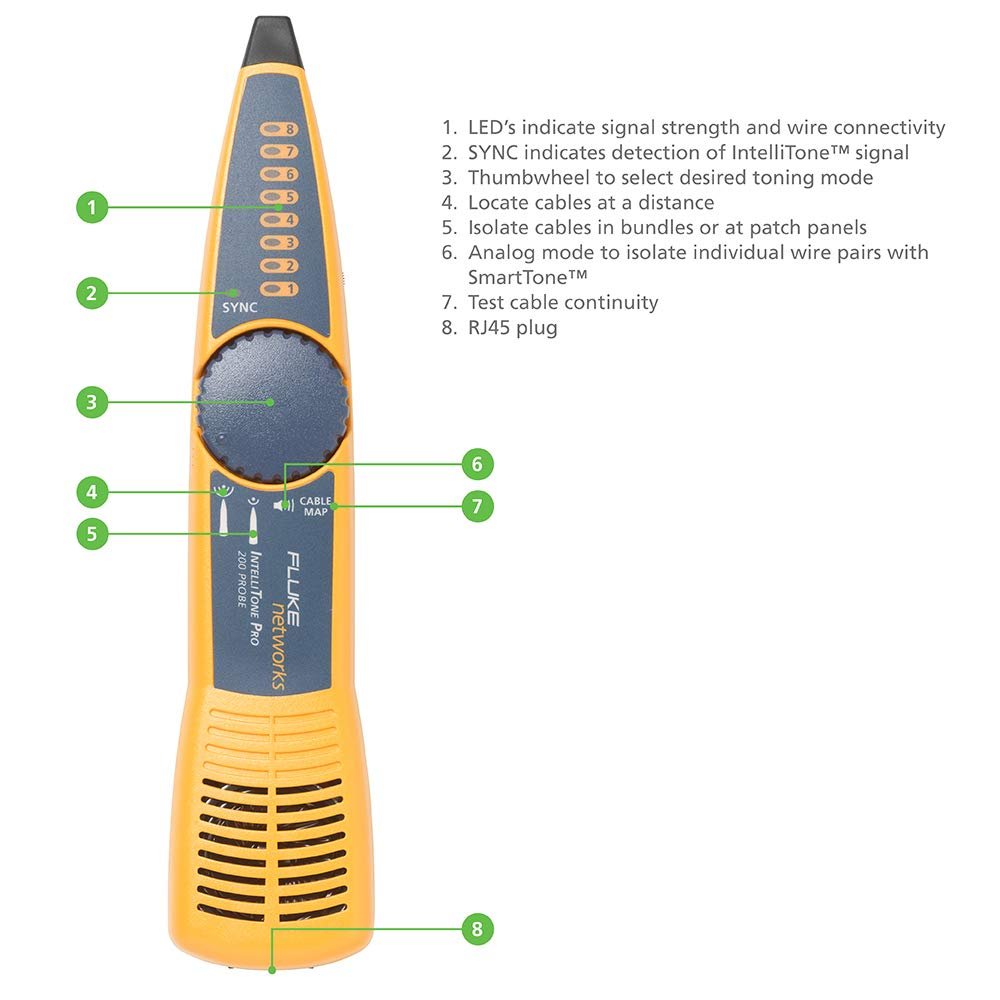 Набор для трассировки Fluke Networks кабелей IntelliTone™ Pro 200 LAN Желтый, фото №3