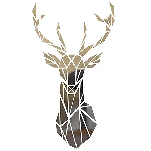 Наклейка на стіну trooplex Дзеркальна 3D Олень Акрилова Срібляста XL 86 см - Фото 1