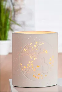 Настільна лампа GILDE Кіт з пташкою Порцелянова 40 Вт E14 20 см synthetic.ua - Фото 1