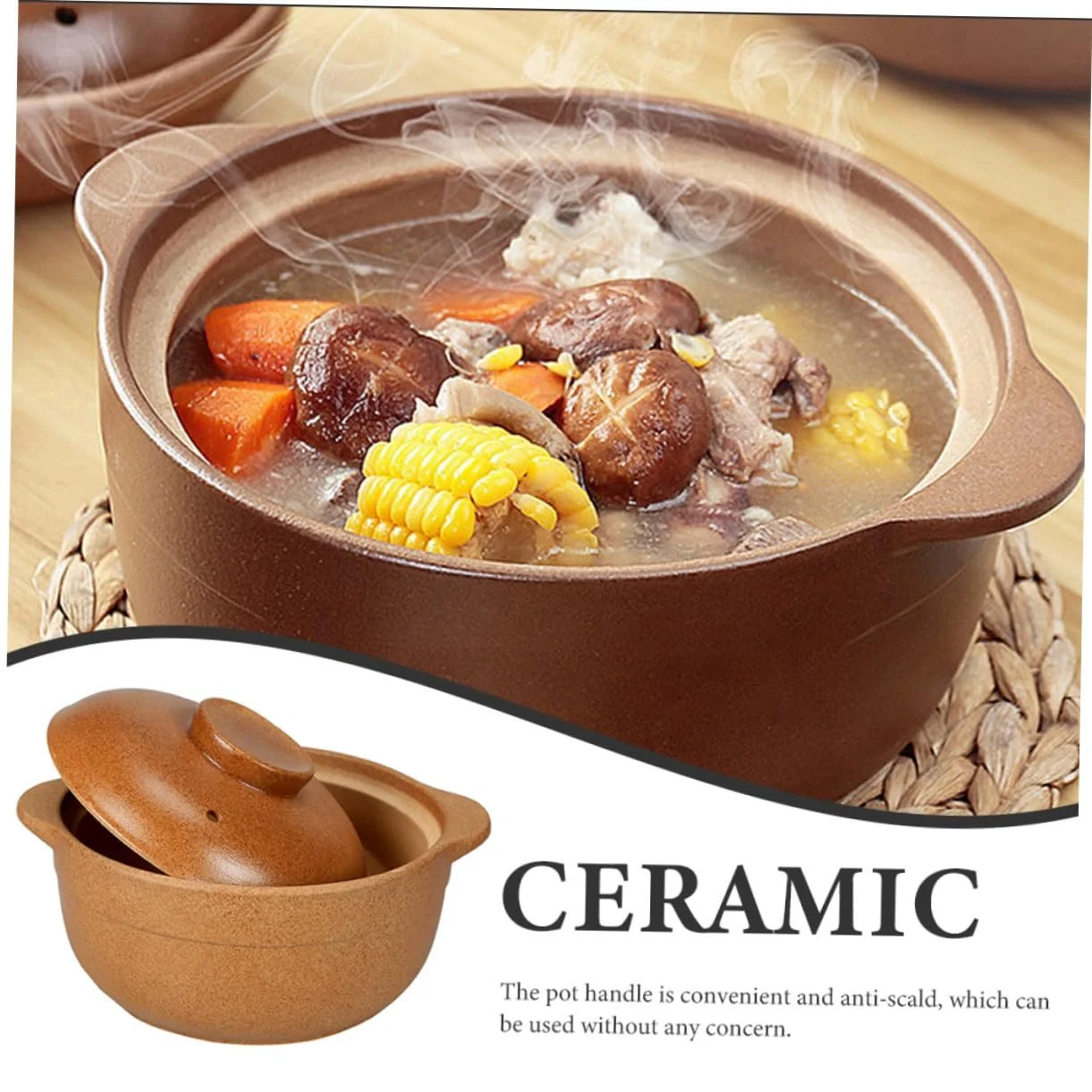 Кастрюля керамическая 1,6 л с крышкой термостойкая для супа, фото №8