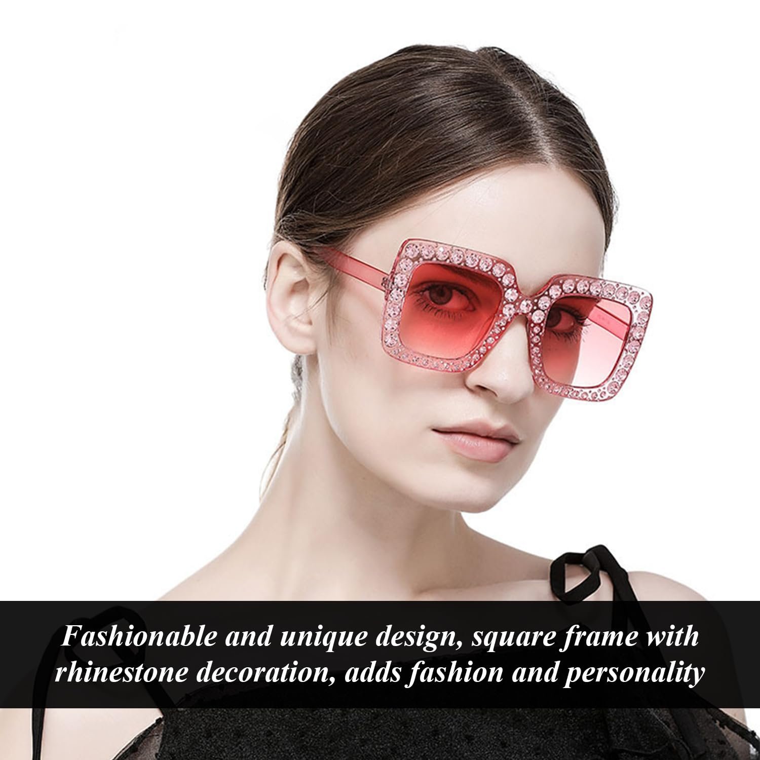 Сонцезахисні Окуляри Квадратні Стрази RELKLYU 3 шт Різнокольорові, фото №4