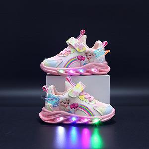 Кроссовки Elsa С LED подсветкой для девочек Розово-фиолетовые Размер 27 synthetic.ua - Фото 1