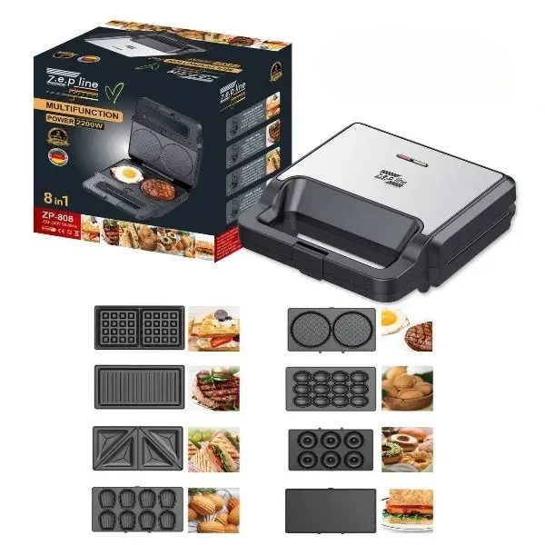 Вафельница мультимейкер орешница гриль 8в1 Zepline 2200W Мощный электрогриль со сменными пластинами ZP-808, фото №3 Вафельница мультимейкер орешница гриль 8в1 Zepline 2200W Мощный электрогриль со сменными пластинами ZP-808, фото №3