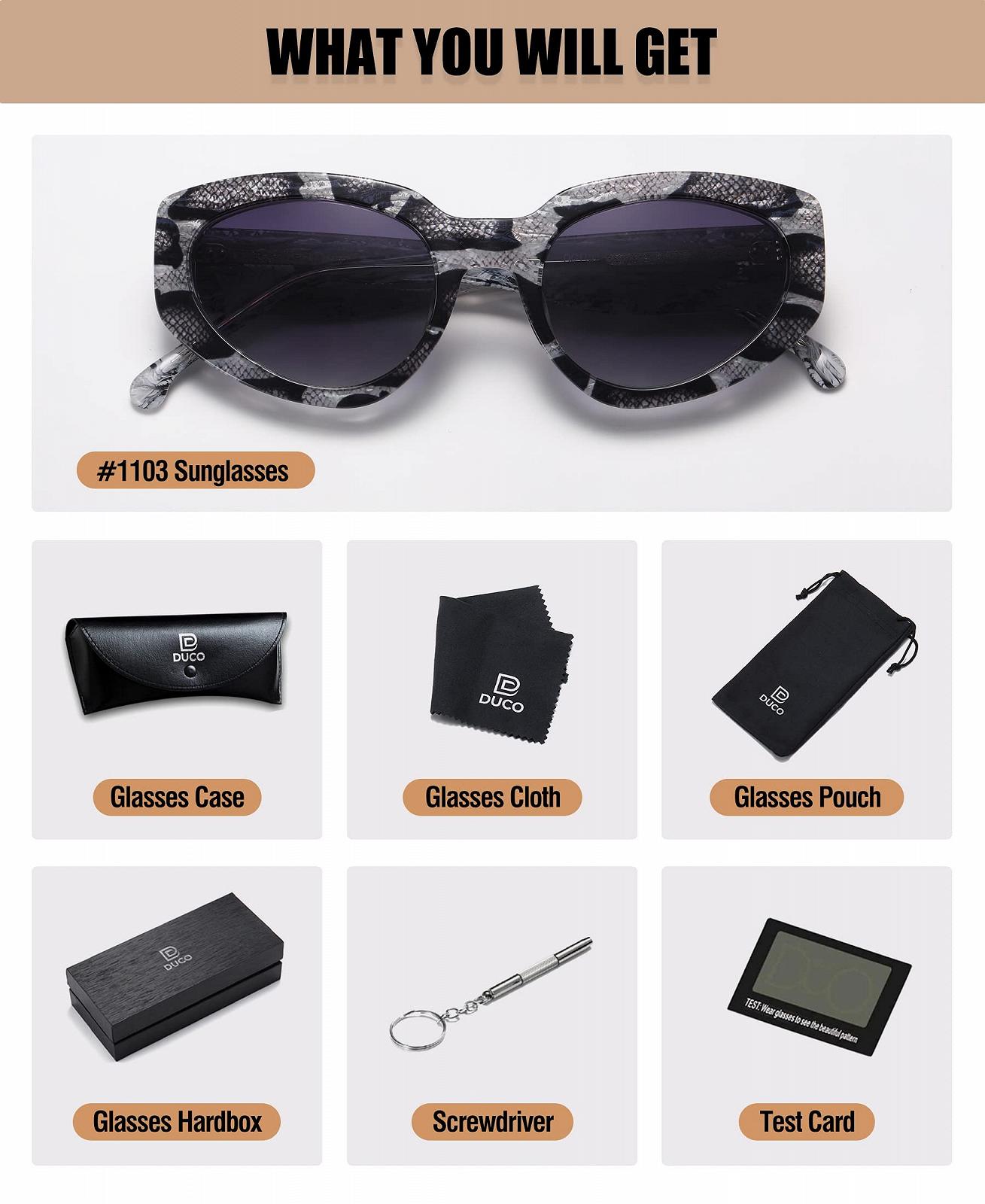 Сонцезахисні окуляри котяче око DUCO Ретро Поляризовані для чоловіків і жінок UV400 Захист Ацетатна оправа Вінтажні відтінки DC1103, фото №6 Сонцезахисні окуляри котяче око DUCO Ретро Поляризовані для чоловіків і жінок UV400 Захист Ацетатна оправа Вінтажні відтінки DC1103, фото №6
