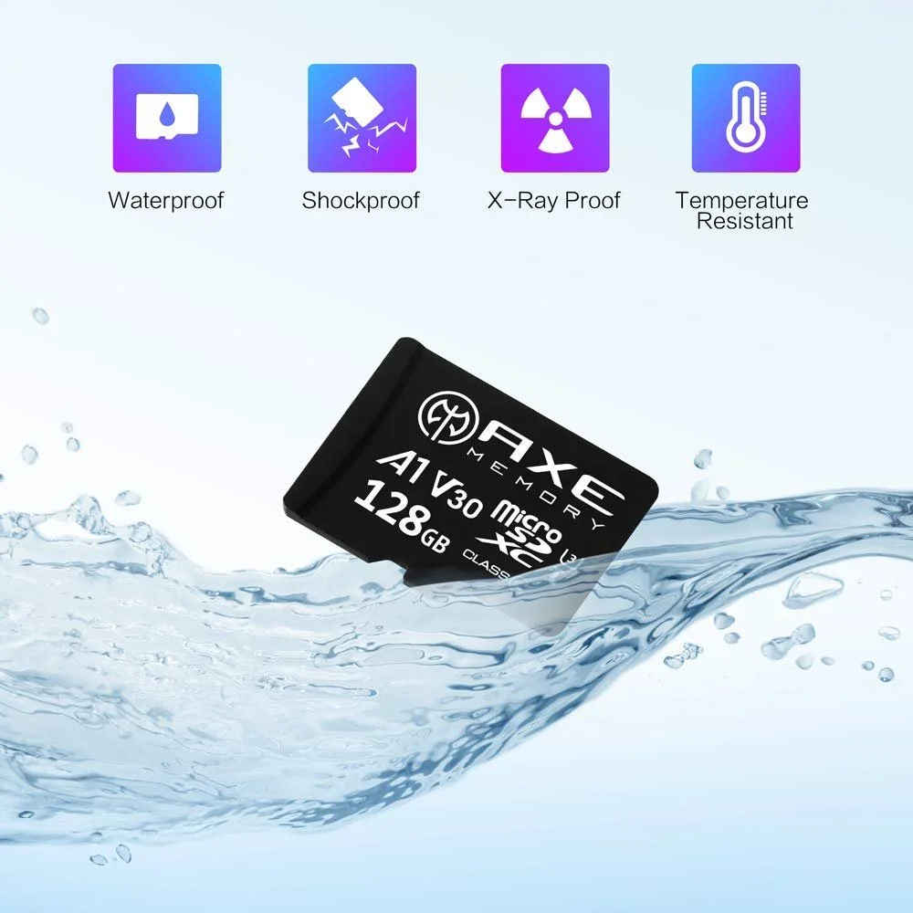 Карта пам'яті AXE MicroSDXC 128GB + SD Adapter A1 V30 UHS-I U3 4K, фото №3 Карта пам'яті AXE MicroSDXC 128GB + SD Adapter A1 V30 UHS-I U3 4K, фото №3