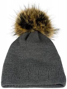 Вязаная шапка с помпоном styleBREAKER Unisex 04024181, однотонная, с узором зубцов synthetic.ua - Фото 1