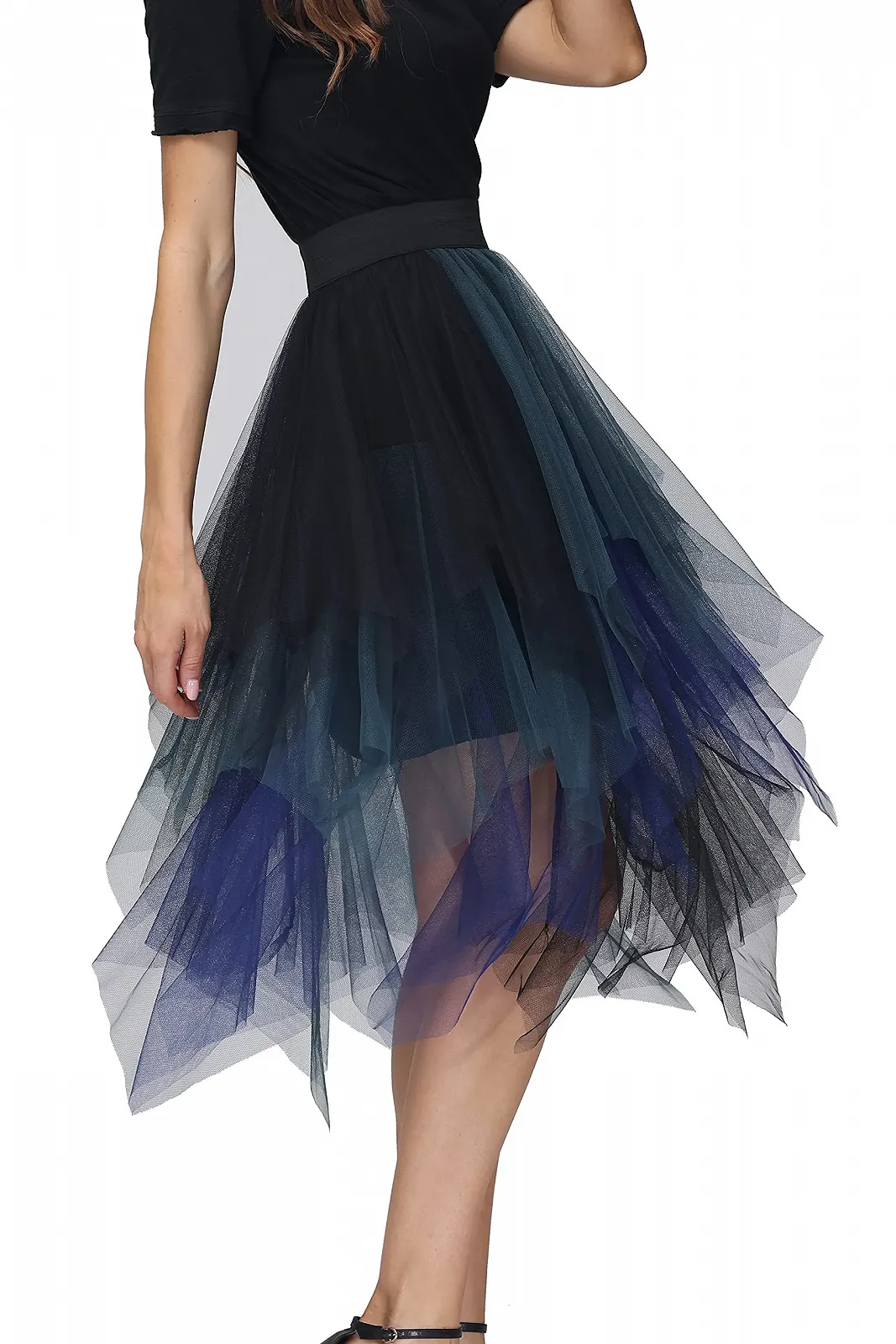 Плиссированная Юбка Тюлевая Юбка Асимметричные Юбки Короткая Юбка-Скейтера Миди Юбка Летняя Юбка, фото №4