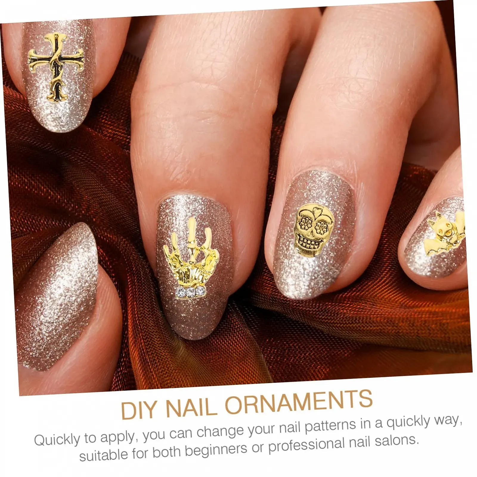 Стрази для манікюру PLAFOPE Геловін, сріблясті, 120 штук, фото №9