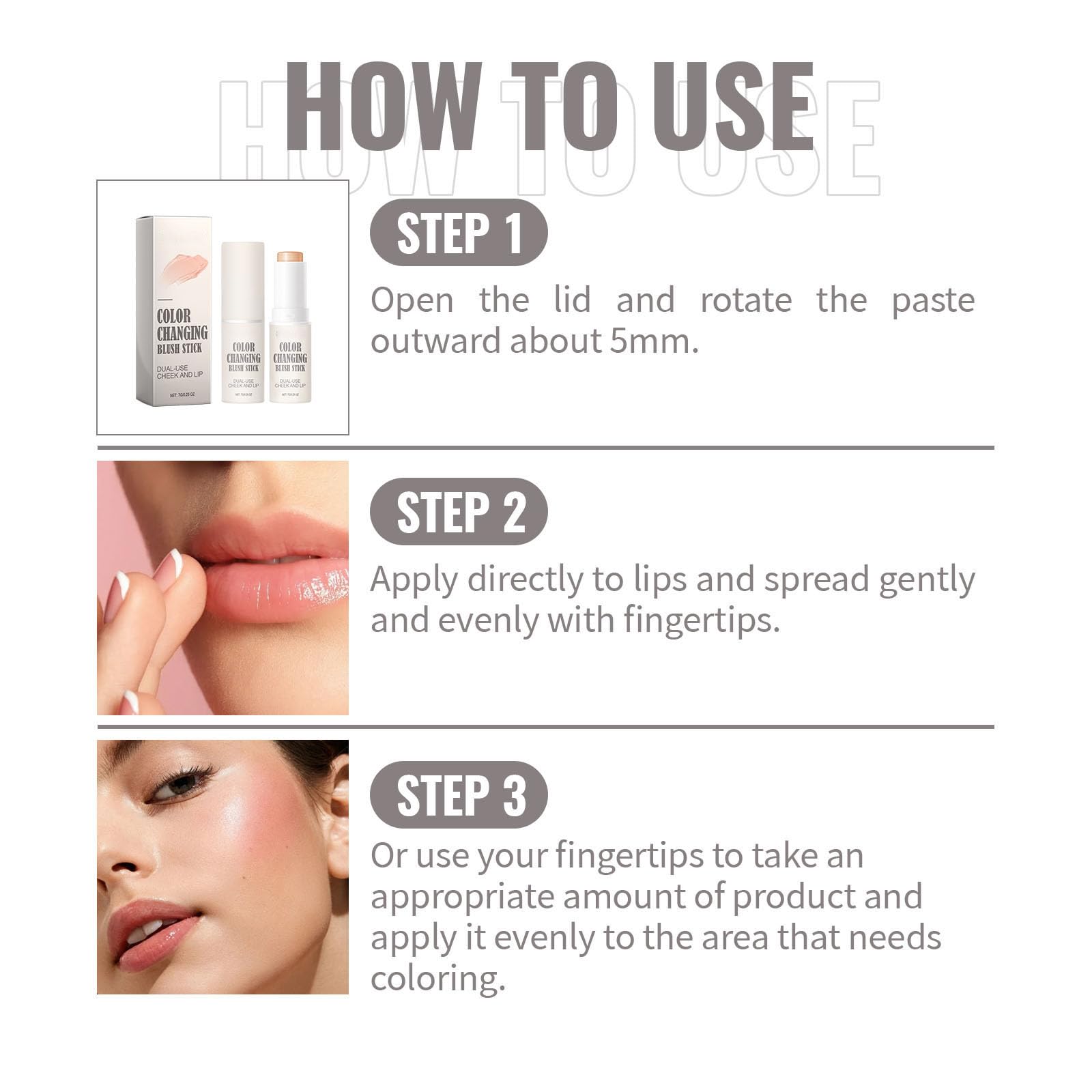 Набір з трьох змінних рум'ян PH Value Clear Blush PH Temperature Changing Pink Cream Matte Finish 7 г, фото №7 Набір з трьох змінних рум'ян PH Value Clear Blush PH Temperature Changing Pink Cream Matte Finish 7 г, фото №7