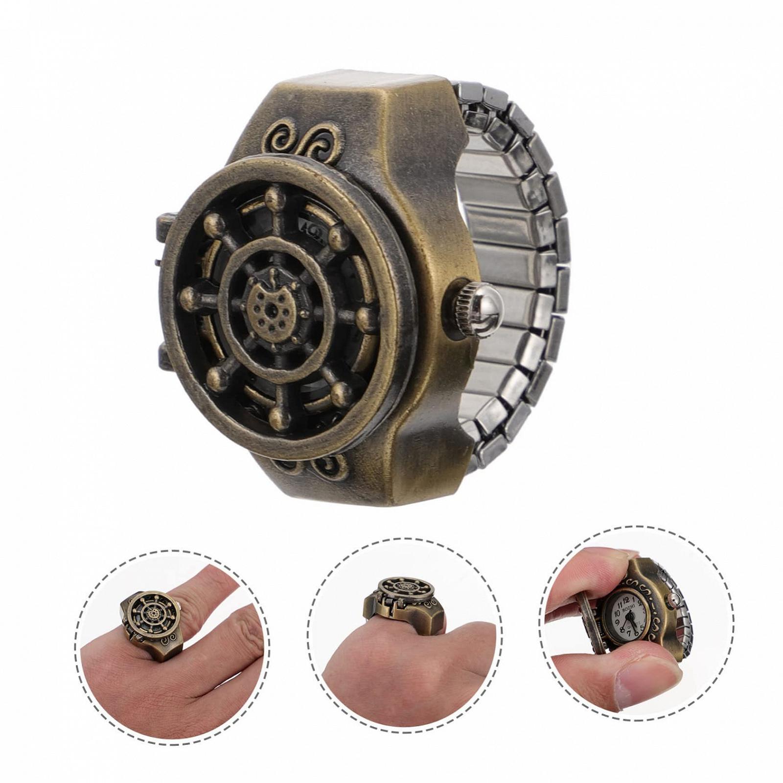 Винтажные часы на палец Beaupretty, 2 шт. Стильные часы на палец с открытой крышкой для модных акцентов и украшений для женщин и мужчин, уникальное ювелирное изделие, фото №5