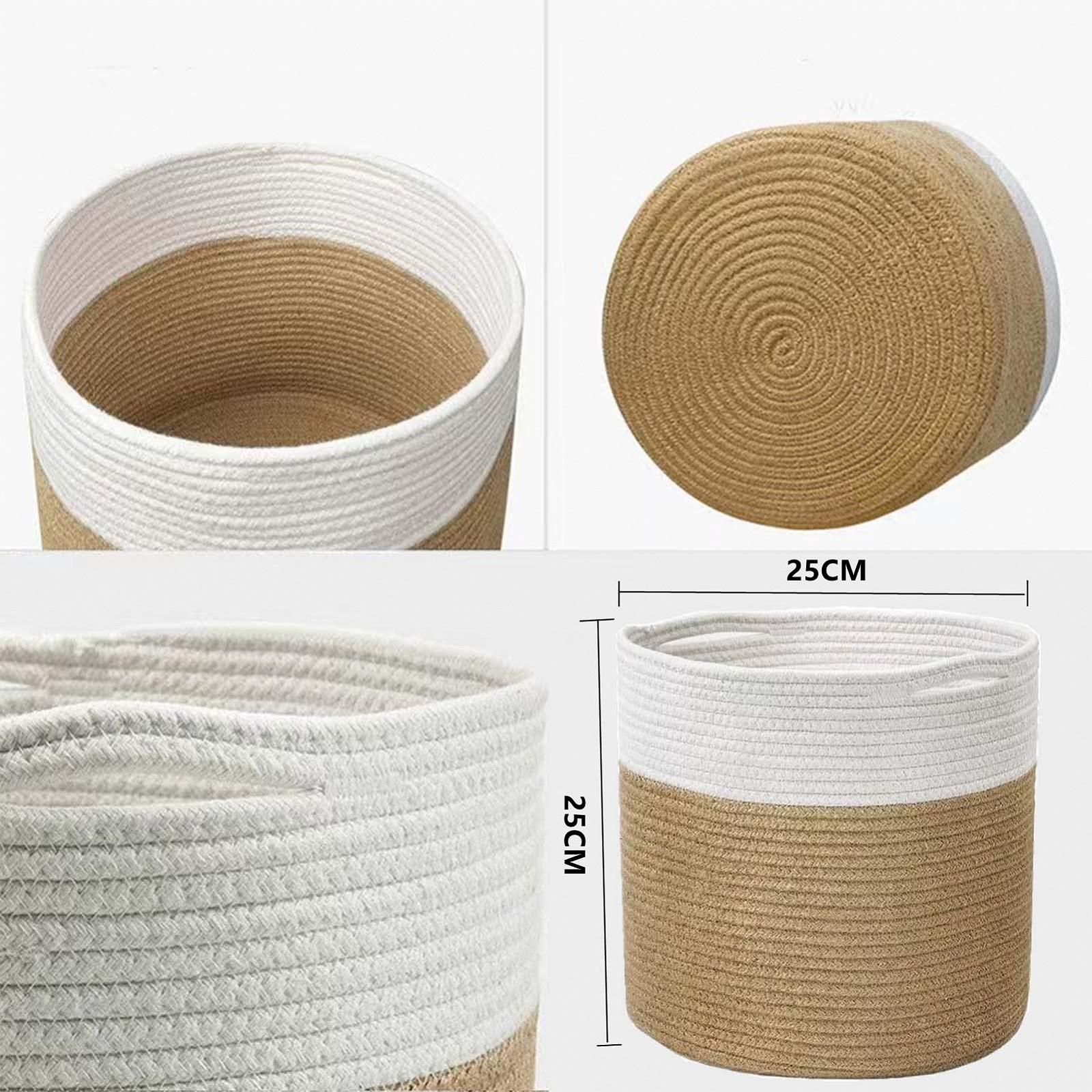 Кошик для рослин 25 см Бавовняна нитка Boho З ручками Біло-сірий, фото №6