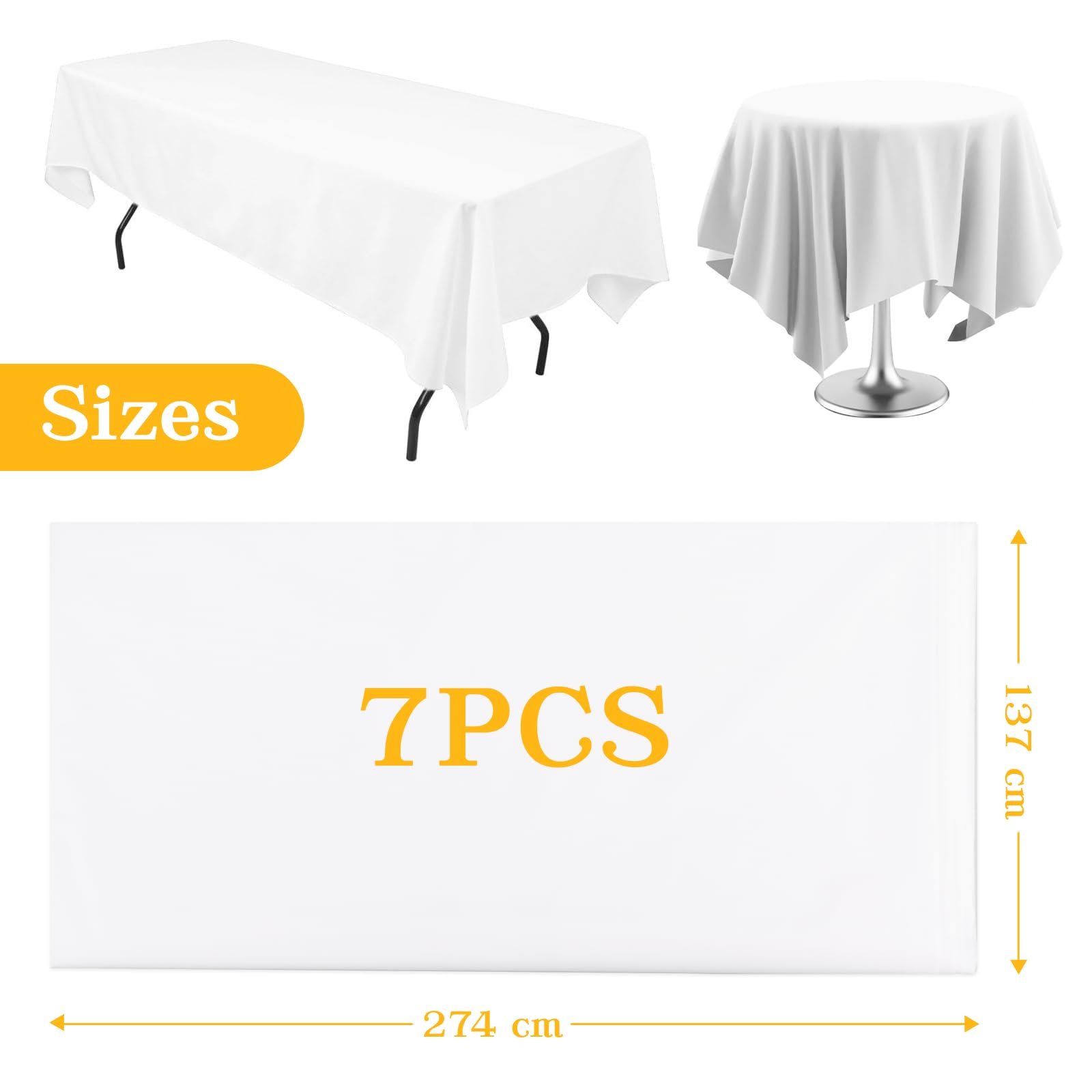 Набор одноразовых скатертей (7 шт.) 137 x 274 см White Plastic PEVA, фото №2