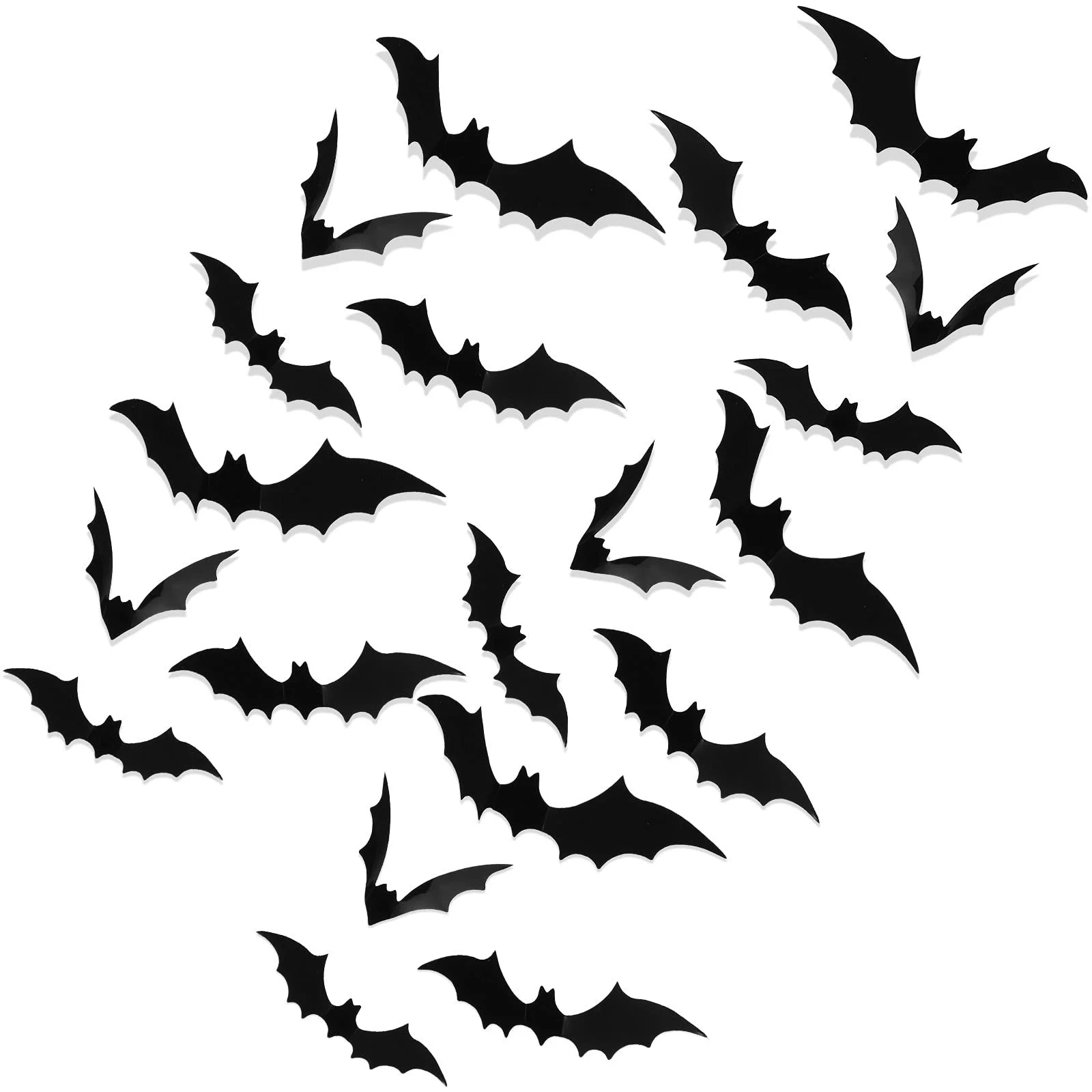 Наклейка на стіну 24 штуки 3D Bat Stickers Хелловін 4 розміри Чорна, фото №1
