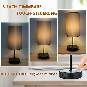 Настільна лампа Allesgute Touch Dimmable USB A+C LED 6 Вт Чорна synthetic.ua - Фото 1