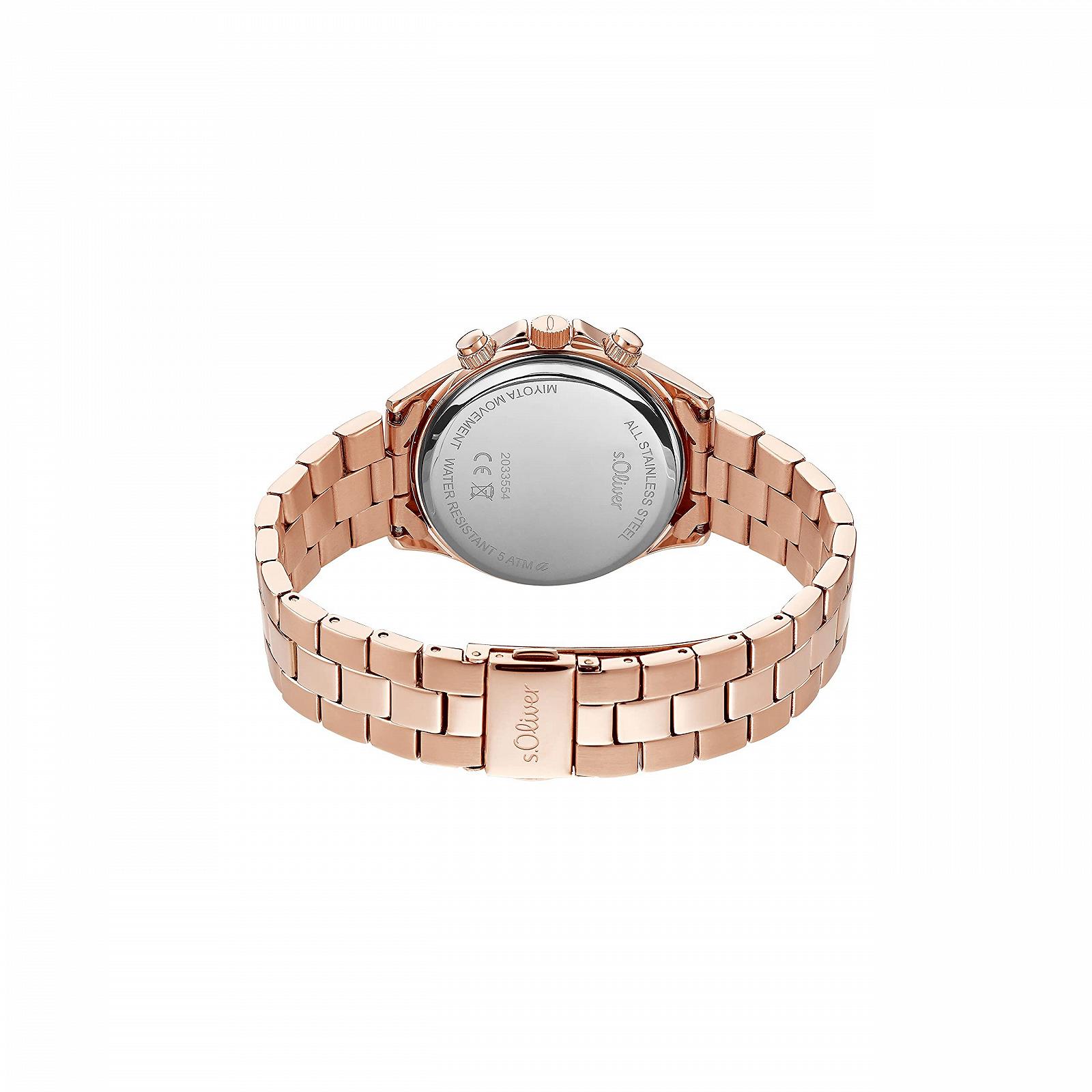 Женские наручные часы s.Oliver Многофункциональные Аналоговые с браслетом из нержавеющей стали, водонепроницаемость 5 бар, многофункциональные, поставляются в подарочной коробке для часов, фото №2