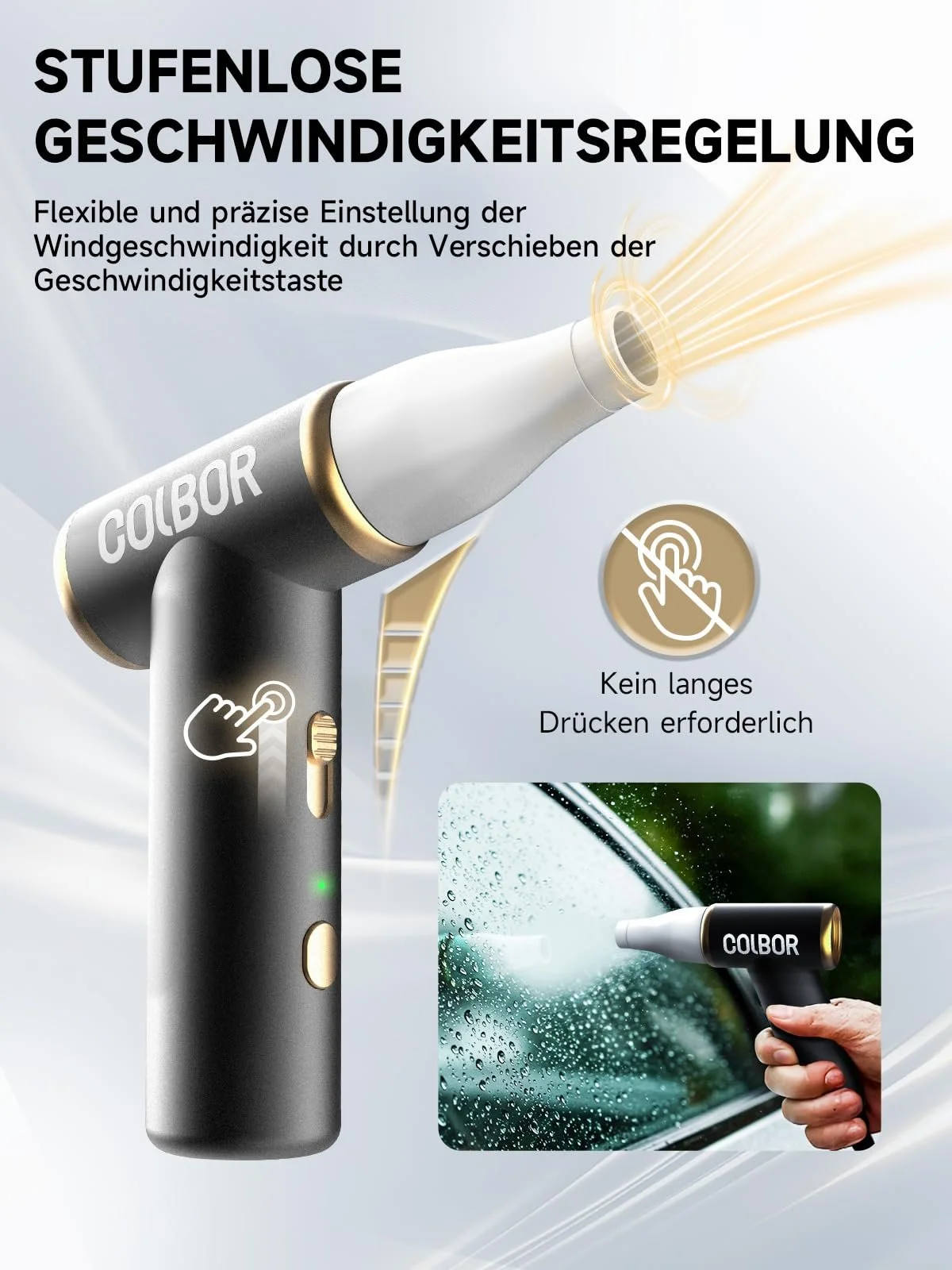 Электрическая воздуходувка COLBOR AirMaxx A1 100,000 RPM LED USB Металлическая, фото №4