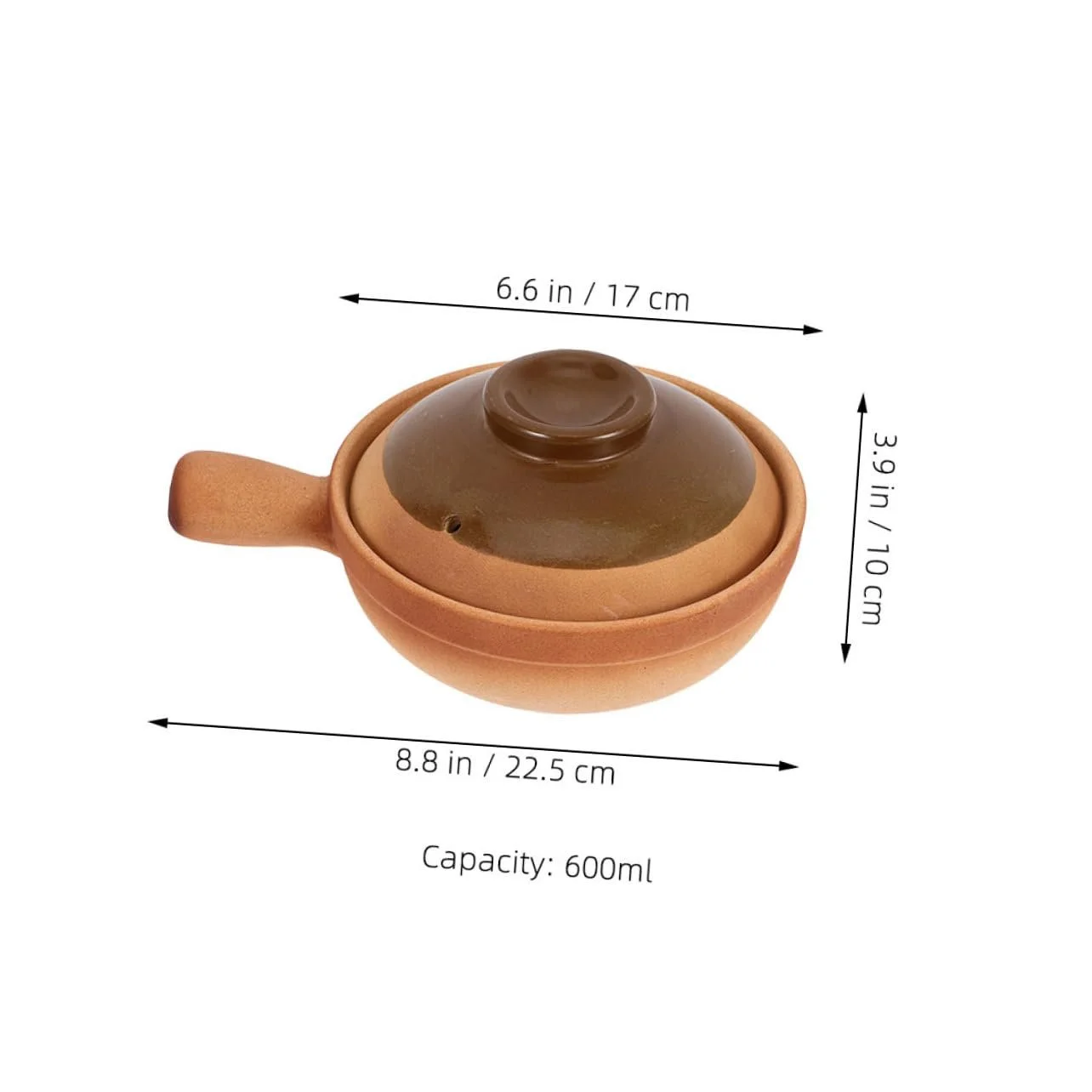 Горщик глиняний традиційний з кришкою 600 мл портативний, фото №2